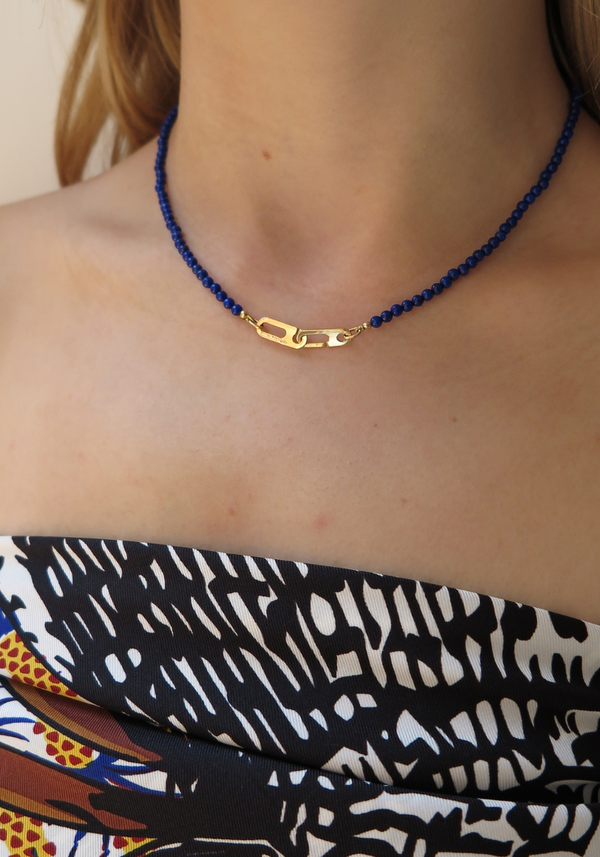 Collier Anneaux Circé XS Or Jaune et Lapis-lazuli