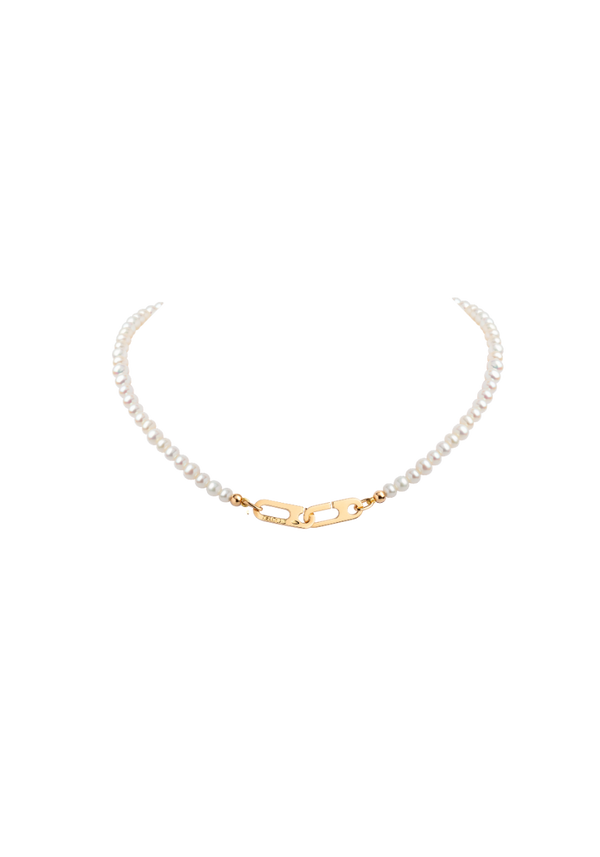 Collier Anneaux Circé XS Or Jaune et Perles Blanches d'Eau Douce