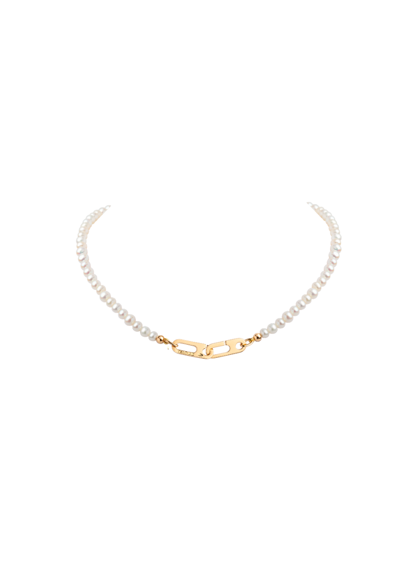 Collier Anneaux Circé XS Or Jaune et Perles Blanches d'Eau Douce