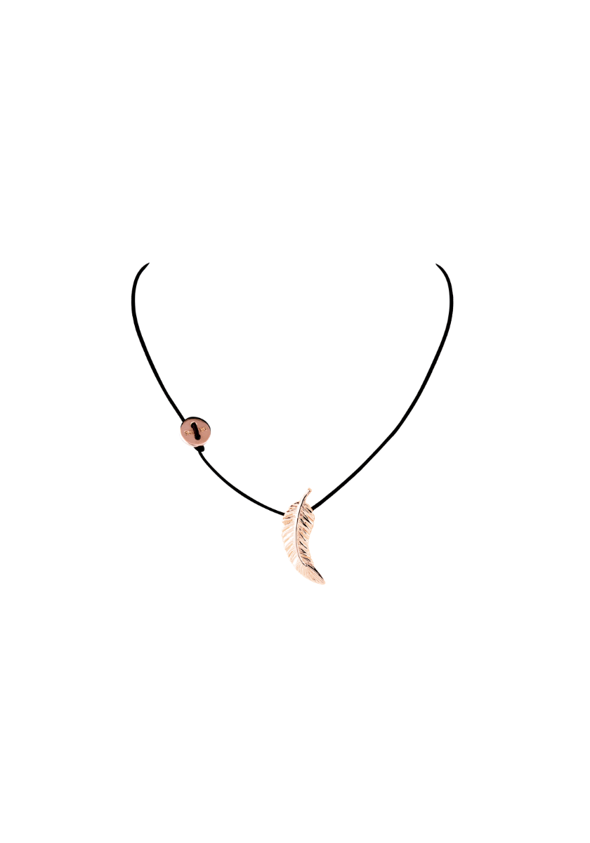 Pink Gold Button Feather Pendant