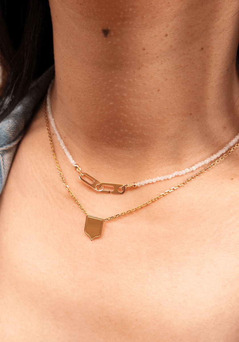 Yellow Gold Crest Necklace