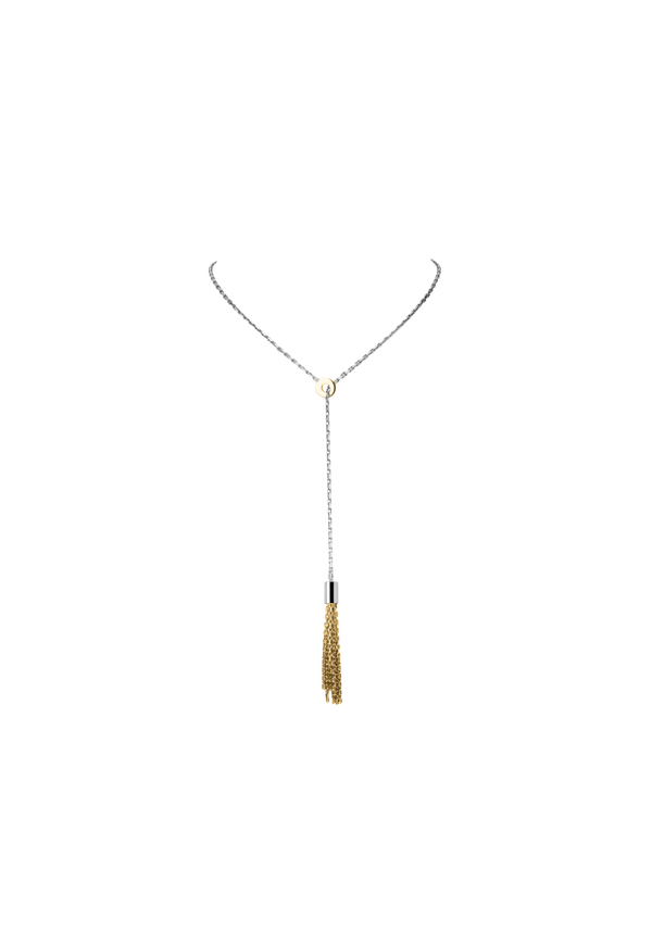 Yellow Gold and Silver Pompon Necklace