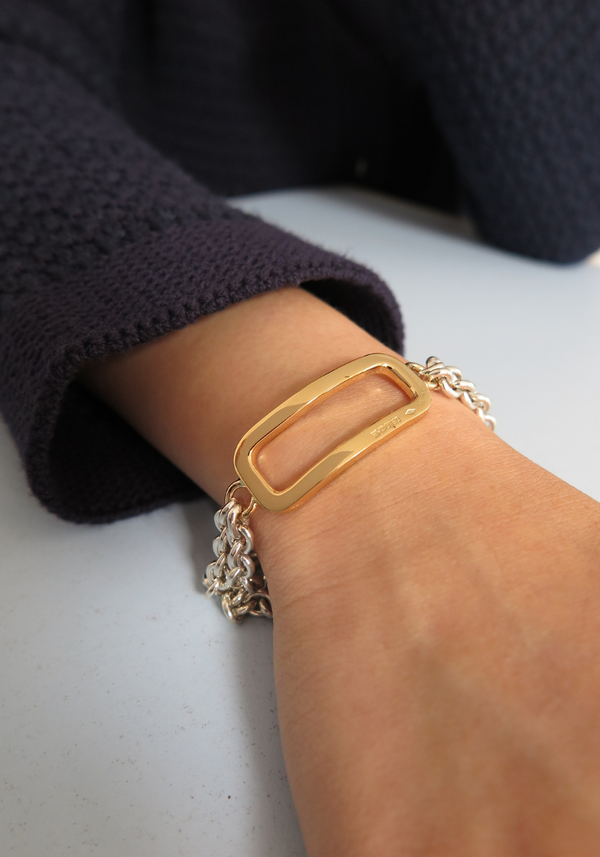 Yellow Gold and Silver Lilas Chain Bracelet