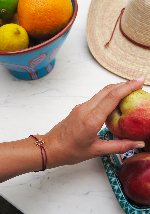 Pink Gold Star of David Cord Bracelet