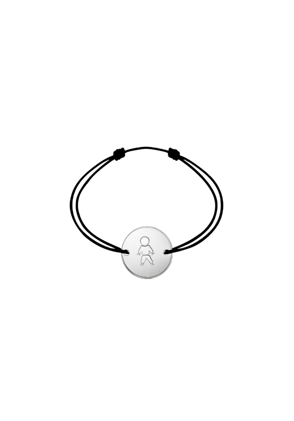 Hollowed Out Boy Medal Cord Bracelet