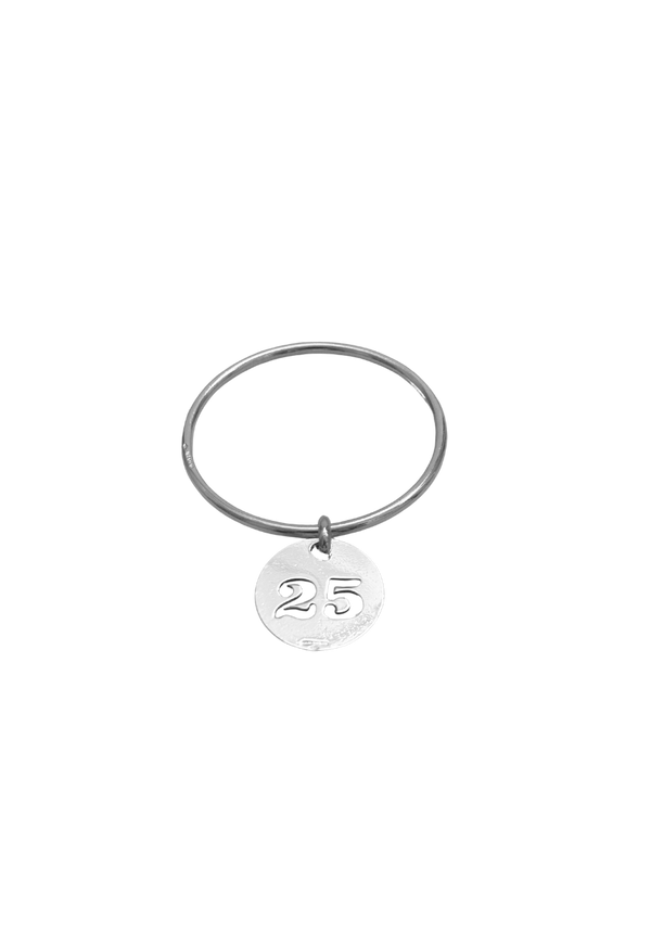 Hollowed-out Number "23" Medal Bangle Bracelet Size 60 - Vintage