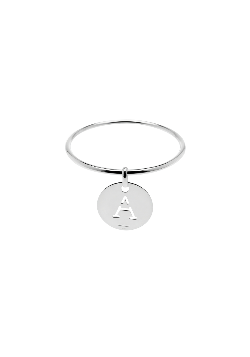 Hollowed-out Letter Medal Bangle Bracelet