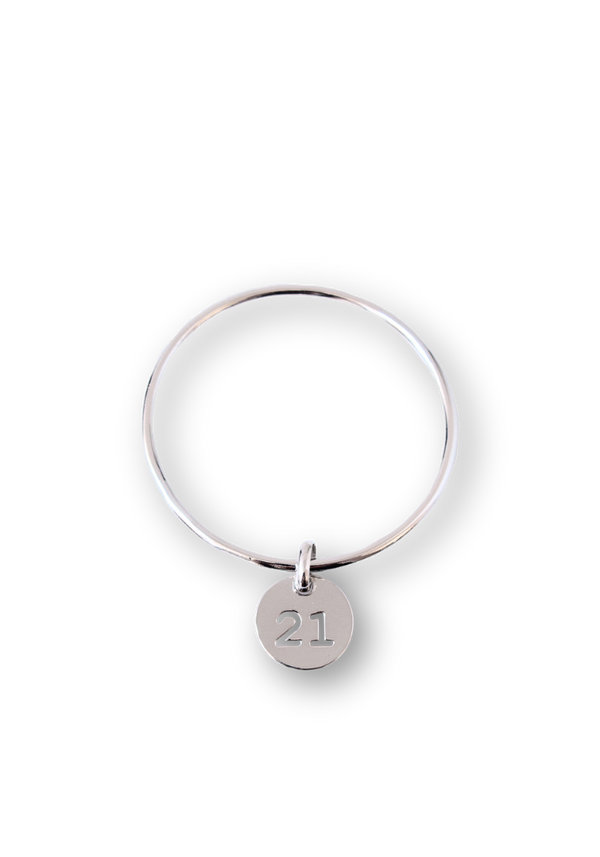 Jonc Médaille Chiffre Evidé "21" BB  Taille 59 - Re Belle