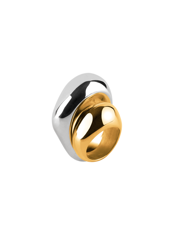 Duo de bagues Stone Argent et Vermeil Grand Modèle