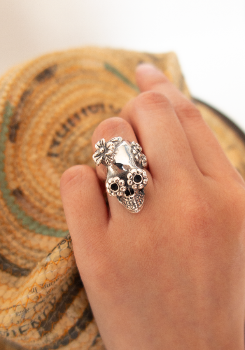Flower Skull Ring