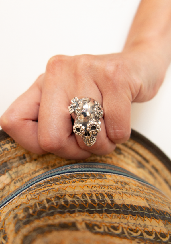 Flower Skull Ring