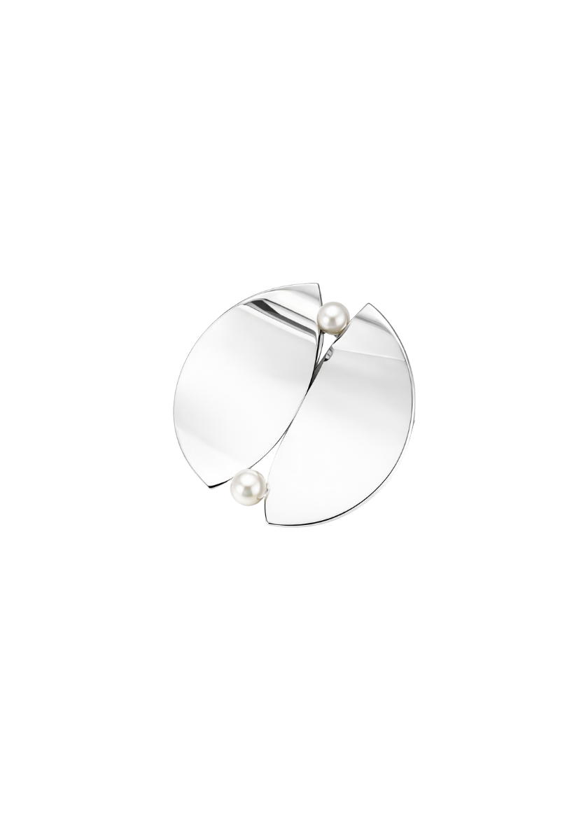 Broche Bouclier Perles Blanches