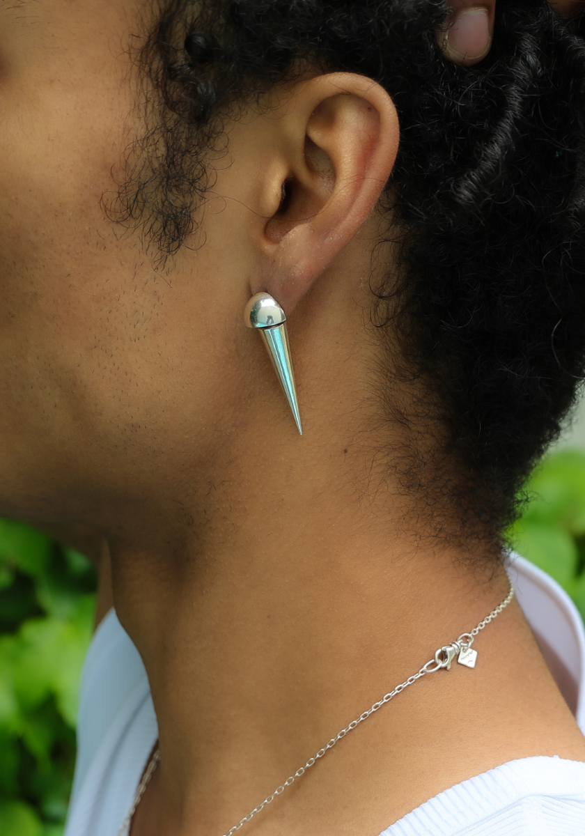 Mono Boucle d'oreille Clou Sphère Enlacé Grand Modèle