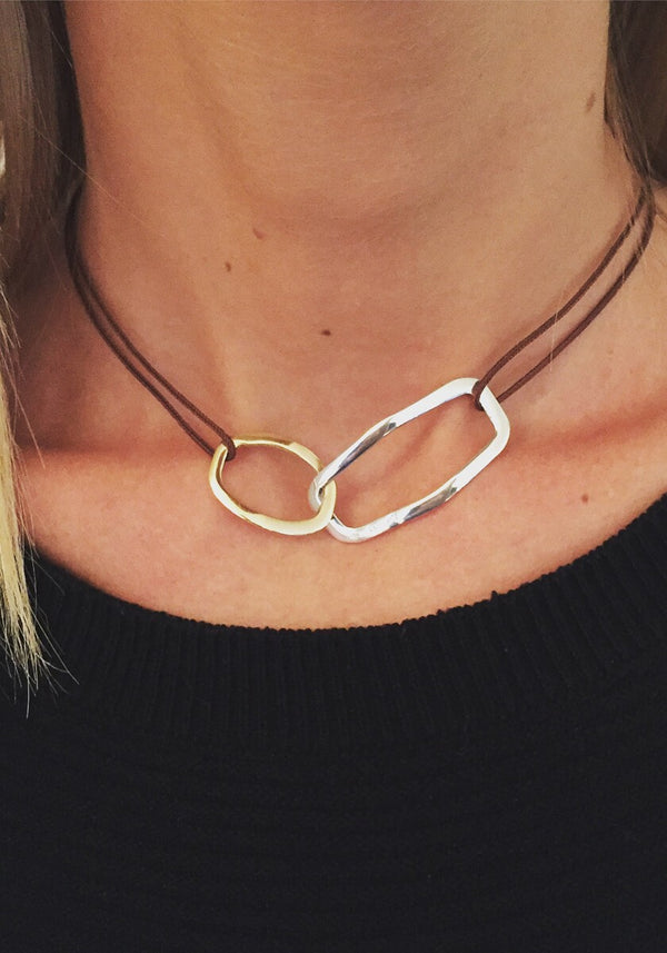 Pendentif Hyperboles Or Jaune et Argent